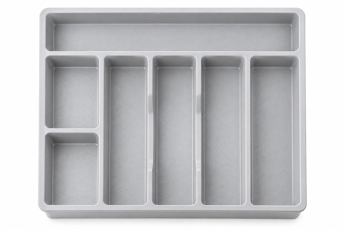 DRAPI 7-Compartment Plastic Cutlery Organizer Tray for Kitchen Storage