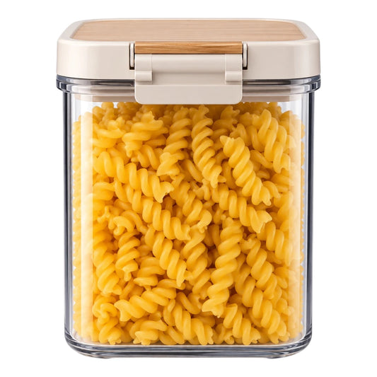 DRAPI Clear Kitchen Storage Container with Bamboo-Style Lid