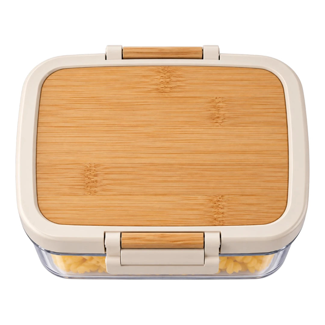 DRAPI Clear Kitchen Storage Container with Bamboo-Style Lid